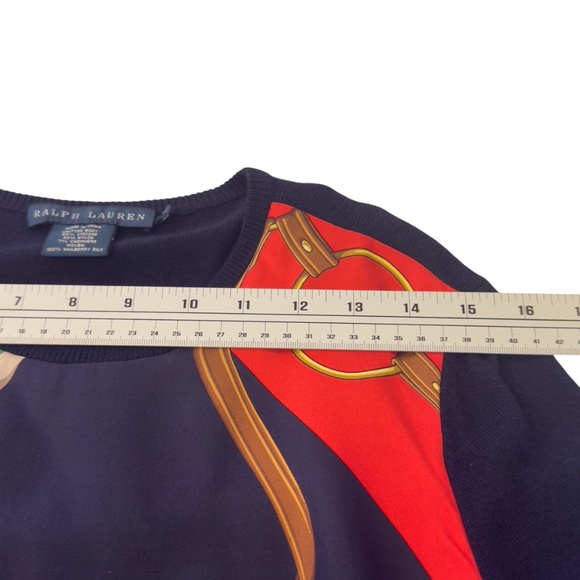 Ralph Lauren Equestrian Silk Front/ Viscose Knitted Blue ShirtDress Size Small - Picture 3 of 11